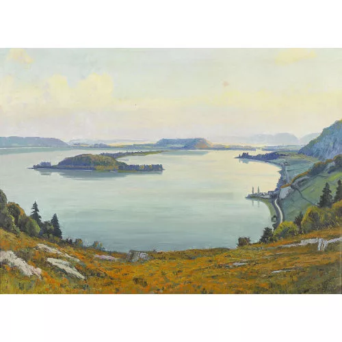 Otto Clénin — Bielersee mit Petersinsel.