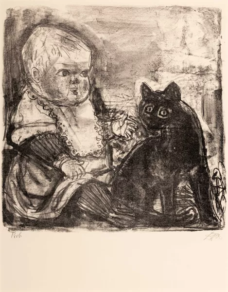 Otto Dix — Kleines Kind mit Katze. 1961