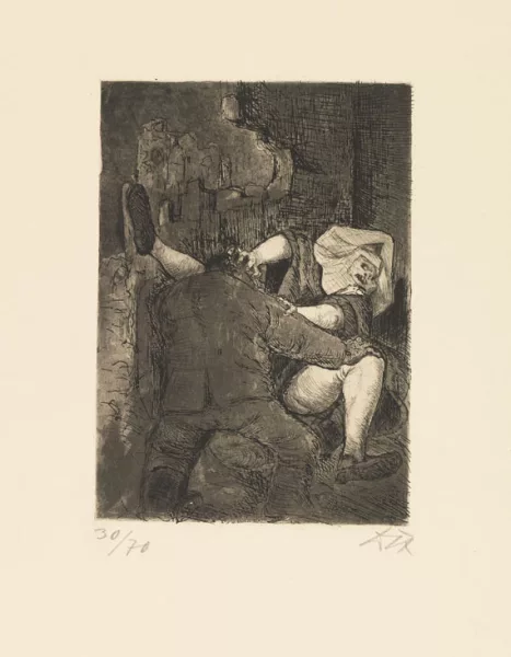 Otto Dix — 1 Orig.-Radierung: Soldat und Nonne