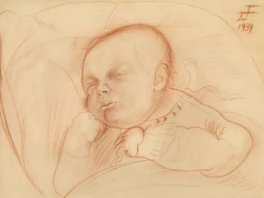 Otto Dix — Schlafender Säugling, 1934