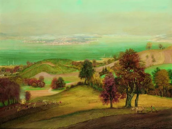 Otto Dix — Bodenseelandschaft mit Kartoffelernte und Blick auf die Reichenau