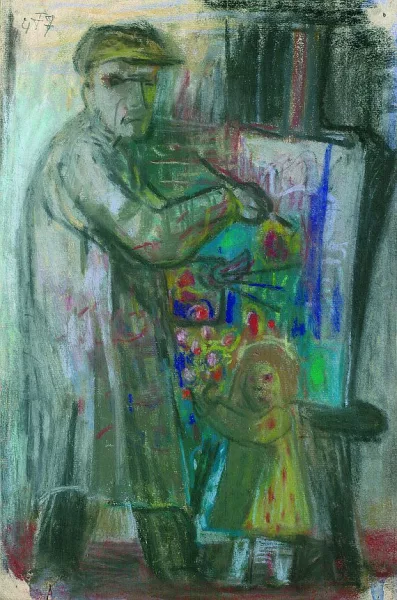 Otto Dix — Selbstbildnis mit Kind vor der Staffelei