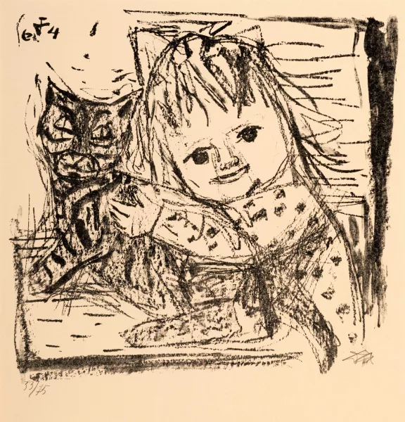 Otto Dix — Kind mit Katze. 1964