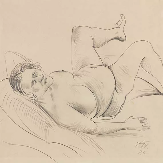 Otto Dix — Liegender Akt mit erhobenen Beinen