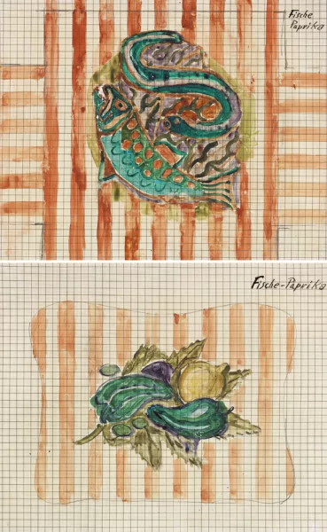 Otto Dix — Fische / Verschiedene Gemüse (Entwurfszeichnungen)