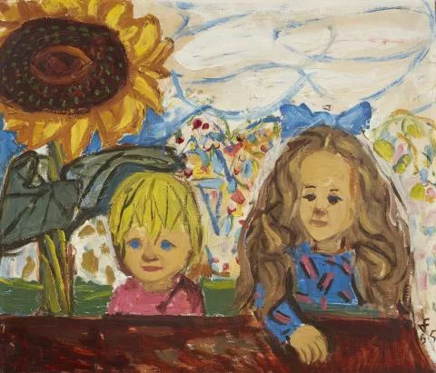 Otto Dix — Zwei Kinder im Garten mit Sonnenblumen (Marcella und Nana)