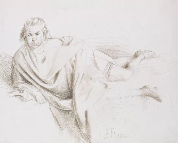 Otto Dix — Akt mit Tuch (Frau mit Tuch verhüllt)