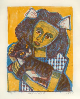 Otto Dix — Mädchen mit Katze II, 1956