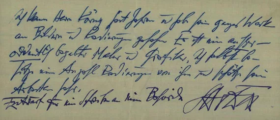 Otto Dix — 1 Autograph. 1962.