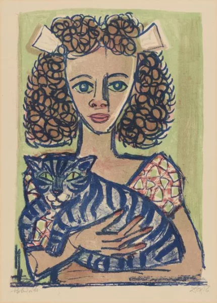 Otto Dix — Mädchen mit Katze I (Kopf geradeaus)