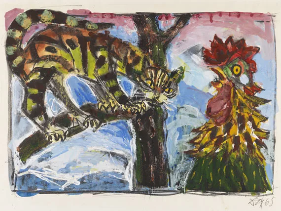 Otto Dix — Katze und Hahn