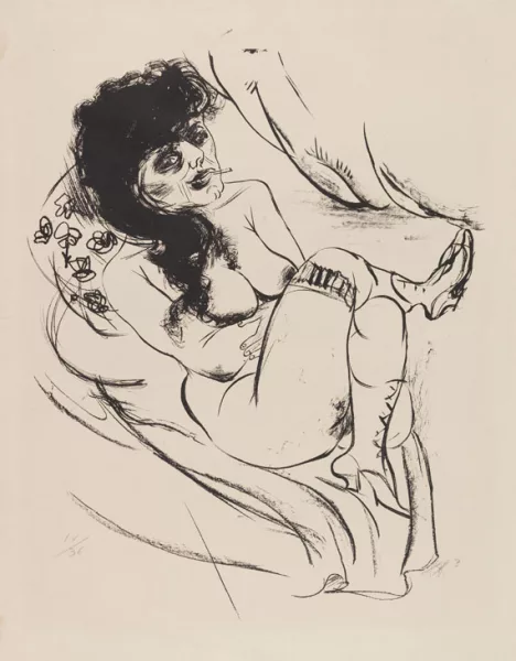 Otto Dix — Liegender Akt (Sitzende mit Zigarette)