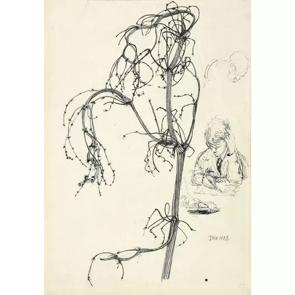 Otto Dix — Pflanzenstudie mit Knabenbildnis — Galerie Kornfeld