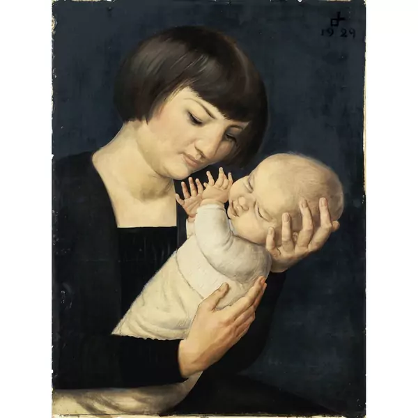 Otto Dix — Martha Dix mit Sohn Jan auf dem Arm — Galerie Kornfeld