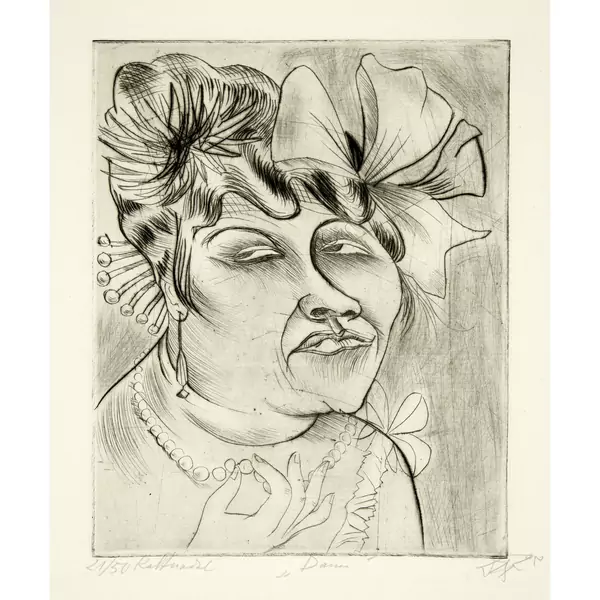 Otto Dix — Dame Blatt 3 der Folge "Radierwerk III" — Galerie Kornfeld