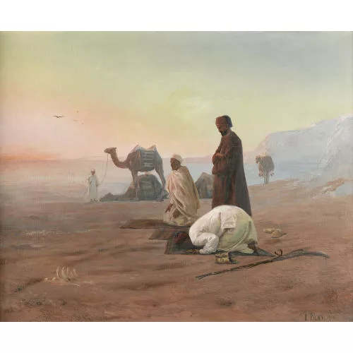 Otto Franz Pilny — Betende Muslime in der Dämmerung.