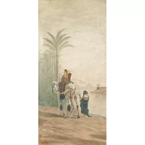 Otto Franz Pilny — Orientalische Szene vor den Pyramiden von Gizeh.