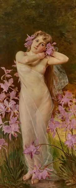 OTTO PILNY — Frauenakt mit Orchideen. — Koller Auktionen