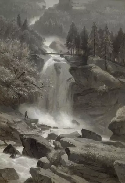 OTTO FRÖLICHER — Giessbach Falls at Lake Brienz. — Koller Auktionen