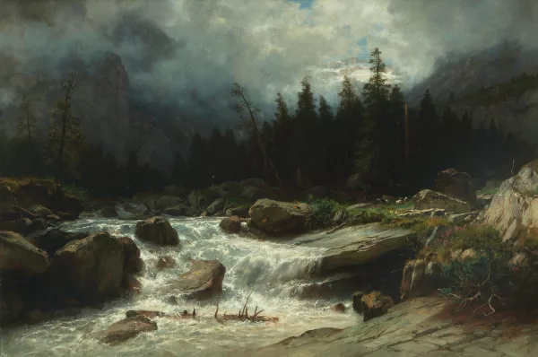 Otto Frölicher — Bergbach mit Gewitterstimmung