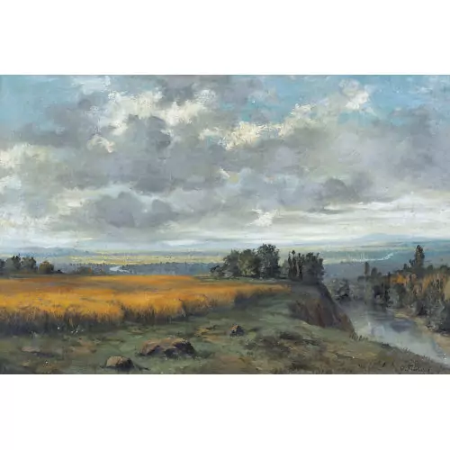 Amperlandschaft unter Gewitterwolken