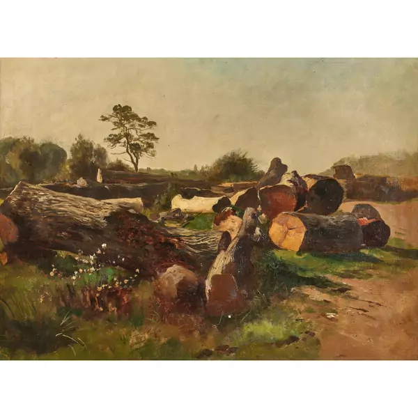 "Landschaft mit gefällten Bäumen"