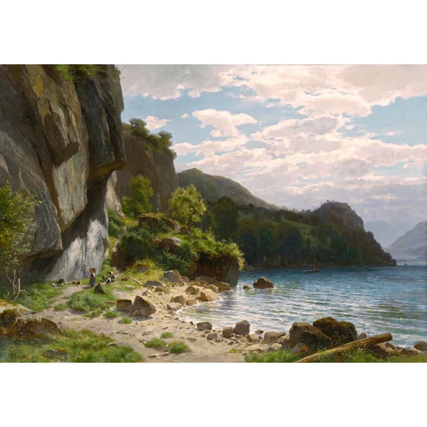 Otto Frölicher — ZIEGENHIRTEN MIT HERDE AM SEEUFER GOATHERD WITH FLOCK AT THE LAKESIDE