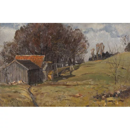 Otto Gampert — Herbstlandschaft am Waldrand.