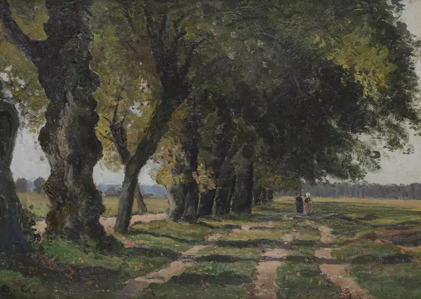 Otto GAMPERT (1842-1924), "Chemin sous une allée d'arbres", Huile — DognyAuction