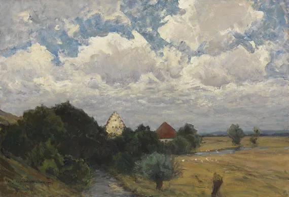 Otto Gampert — Dörfliches Idyll bei Ampermoching im Dachauer Land