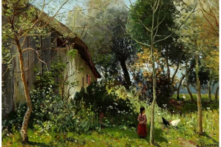 Mädchen mit Hühnerschar