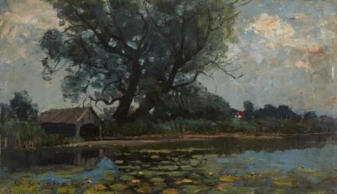 Otto Gampert — Seeufer mit Bootshaus