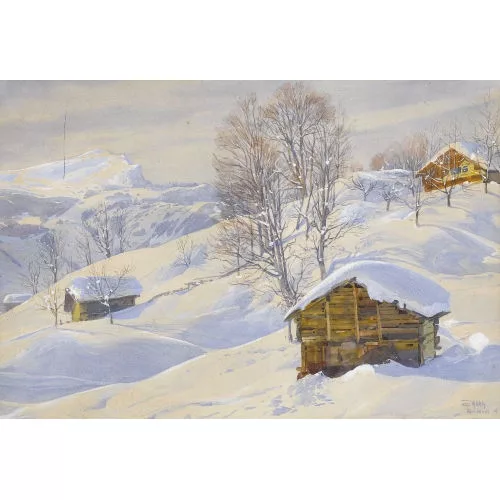 Otto Mähly — Winterlandschaft bei Grindelwald.