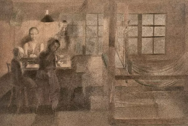 «Weberfamilie (Familie am Tisch III)» – (1917/18) – Otto Meyer-Amden