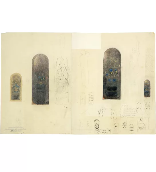Otto Meyer-Amden — Entwürfe und Skizzen für Glasfenster in der Kirche in Rüschlikon zum Thema "Vorbereitung" (Andacht)