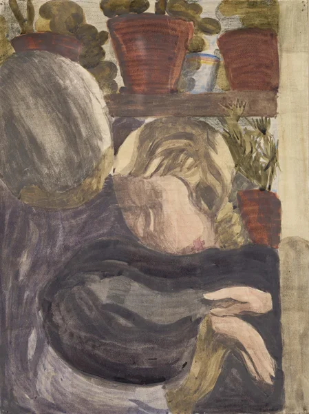 Otto Meyer-Amden — Mutter mit Kind, die einen Stoff befühlen, um 1920-25