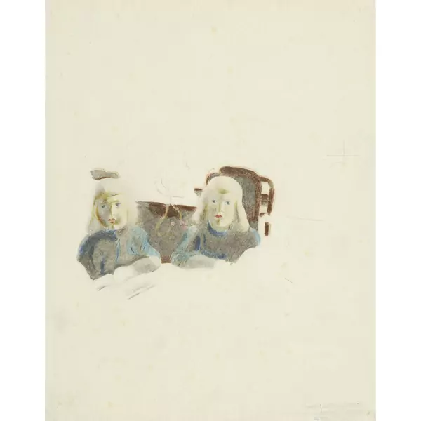 Otto Meyer-Amden — Zwei Mädchen am Schreibtisch. - Portraitzeichnung — Galerie Kornfeld