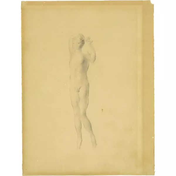 Otto Meyer-Amden — Stehender, nach links gewendeter Knabe mit erhobenen Armen — Galerie Kornfeld