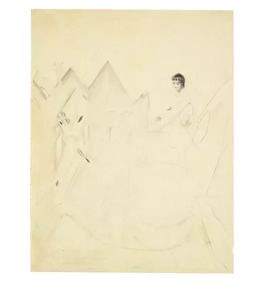 Otto Meyer-Amden — 3 Studien zu Figuren vor stilisierter Berg-und Baumkulisse — Galerie Kornfeld