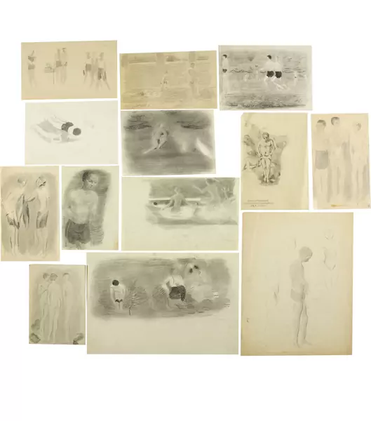 Otto Meyer-Amden — Sammelnummer von 13 Studien zum Thema "Baden" — Galerie Kornfeld