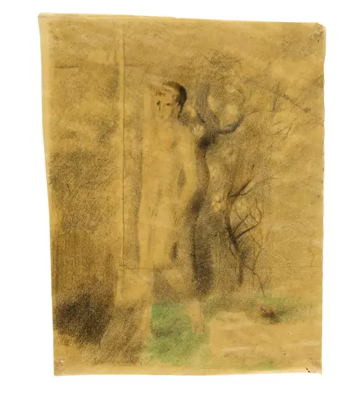 Otto Meyer-Amden — Pfeilbogenspiel in Amden, Erinnerungsblatt "Sebastian am Baum" — Galerie Kornfeld