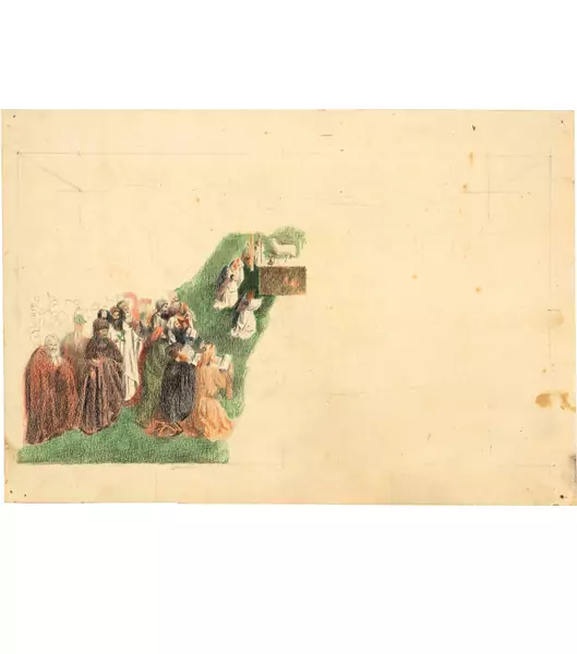 Otto Meyer-Amden — "Anbetung des Lammes", Kopie nach Jan van Eyck (Ausschnitt) — Galerie Kornfeld
