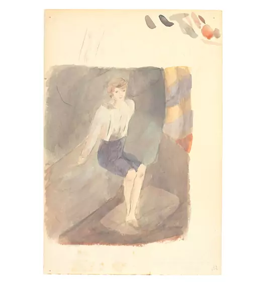 Otto Meyer-Amden — Sitzender Knabe im Atelier — Galerie Kornfeld