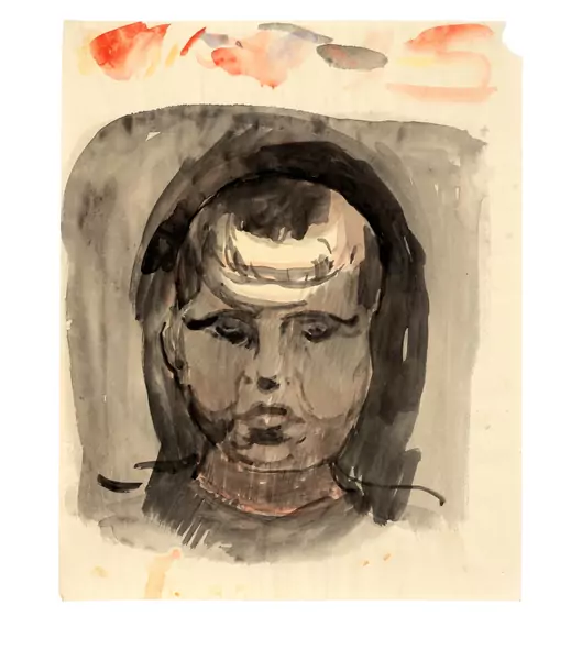 Otto Meyer-Amden — Kinderkopf. - Kind mit blauen Augen — Galerie Kornfeld