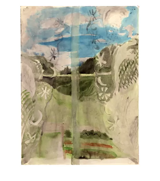 Otto Meyer-Amden — Aussicht aus dem Fenster. - Blick auf die Sense bei Laupen — Galerie Kornfeld