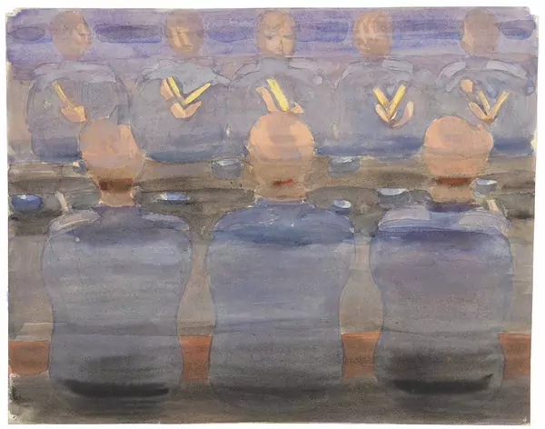 Otto Meyer-Amden — Vorbereitung – Morgenandacht im Waisenhaus — Galerie Kornfeld
