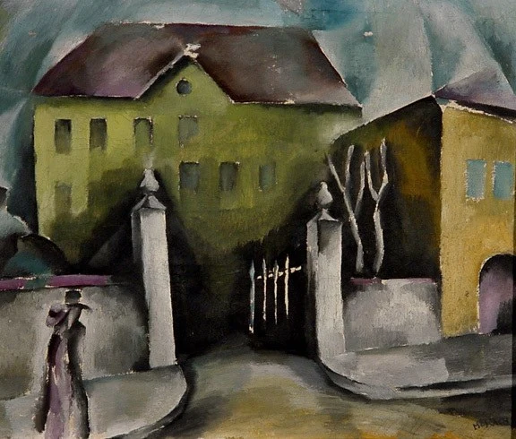Otto Morach — Liebespaar vor Eingangstor, um 1920