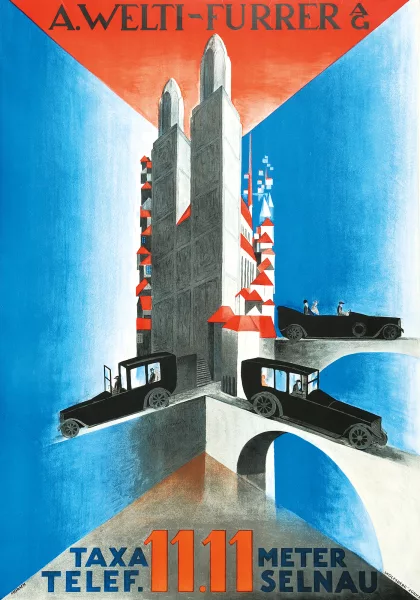 Otto Morach — A. Welti-Furrer AG, Taxameter Telef.11.11. Selnau, 1923