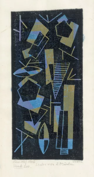 Otto Nebel — Composition bleu brune, Lino 293,
