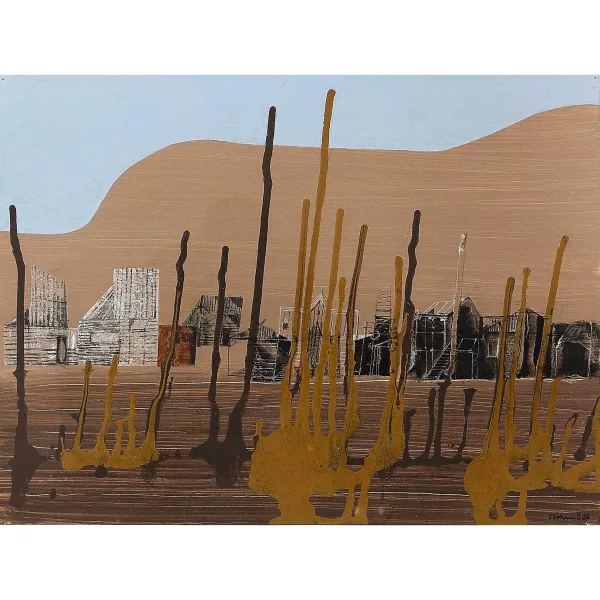 Otto Tschumi — Häuserzeile in abstrahierter Landschaft.